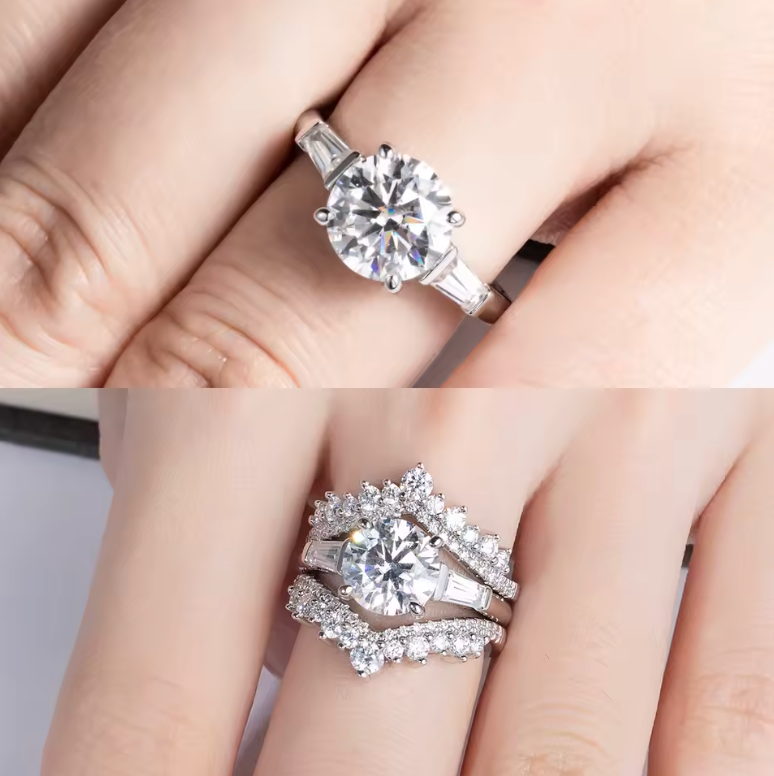 Triple Moissanite Gold Plated Ring