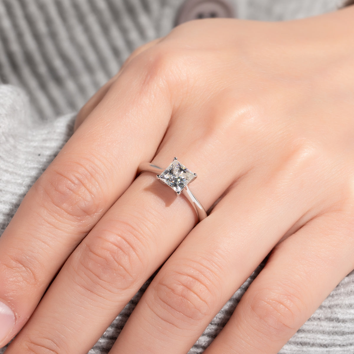 Pure Princess Cut Moissanite Gold Plated Ring