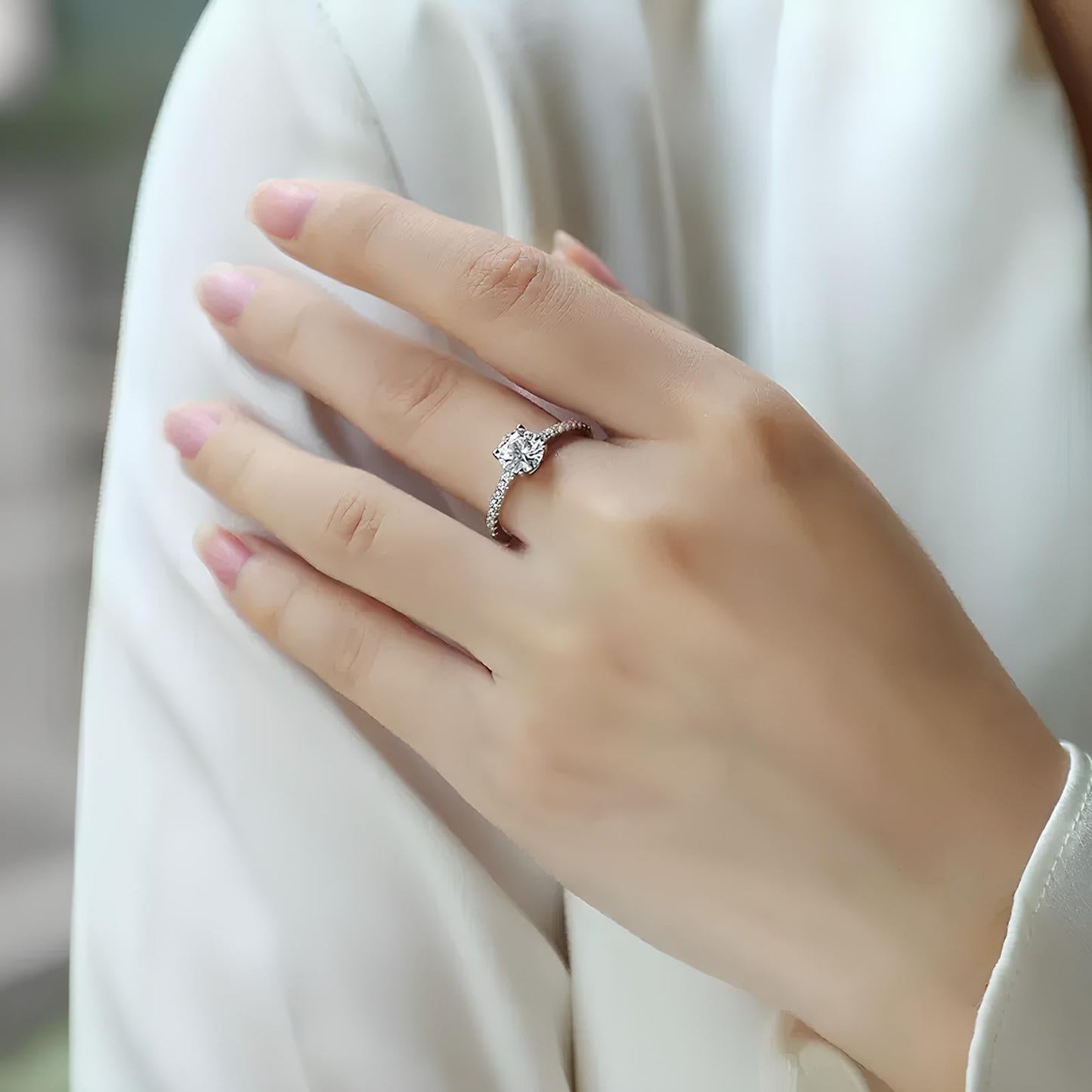 Moissanite Vertex Solitaire Ring 18k Gold Plated