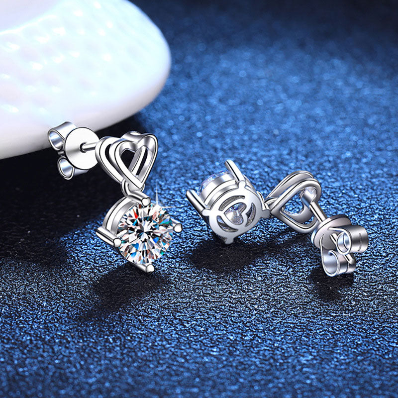 Brinco Coração Moissanite em Prata Folheado à Ouro 18k - Loratta