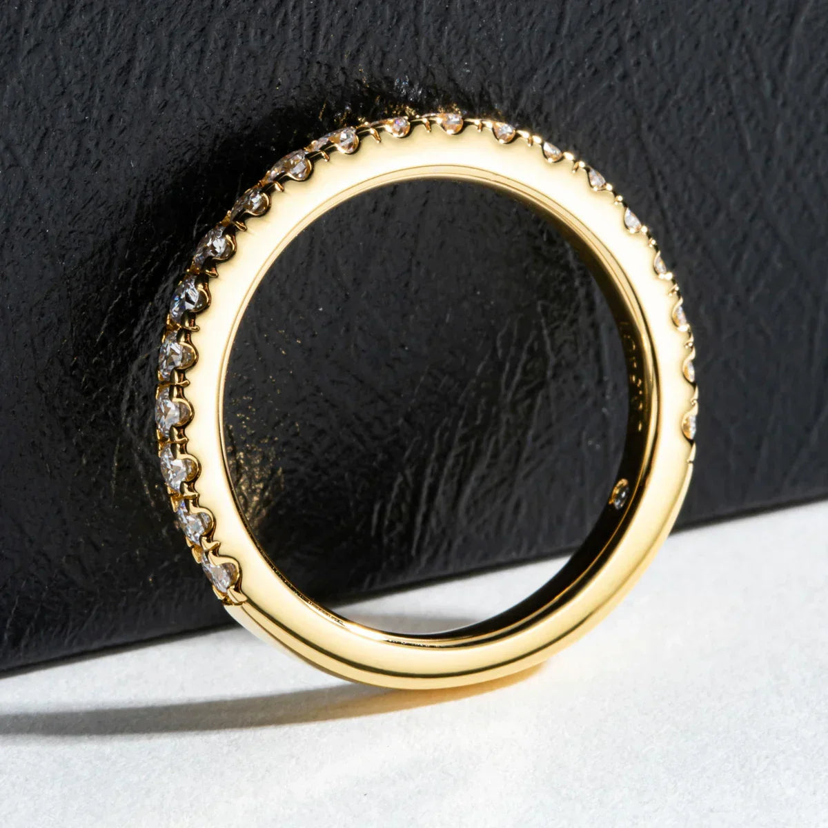 Round Cut Moissanite Gold Plated Half Eternity Ring