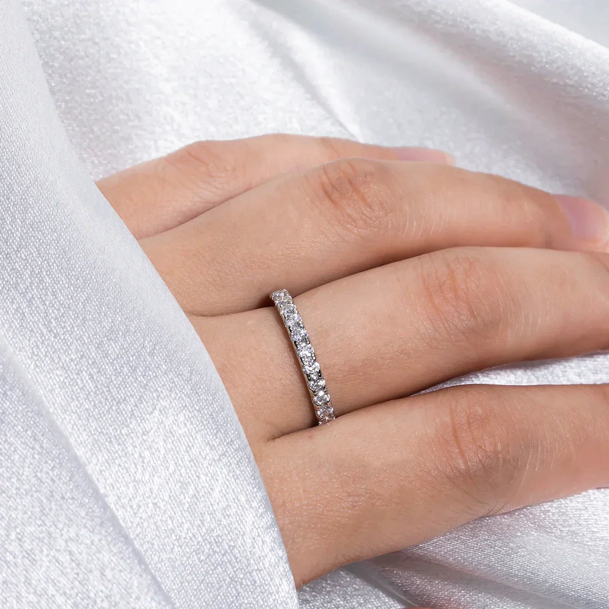 Radiant Half Eternity Moissanite Gold Plated Ring