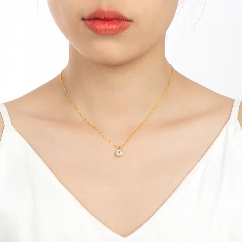 Collier Moissanite 4 Griffes Radiant Plaqué Or