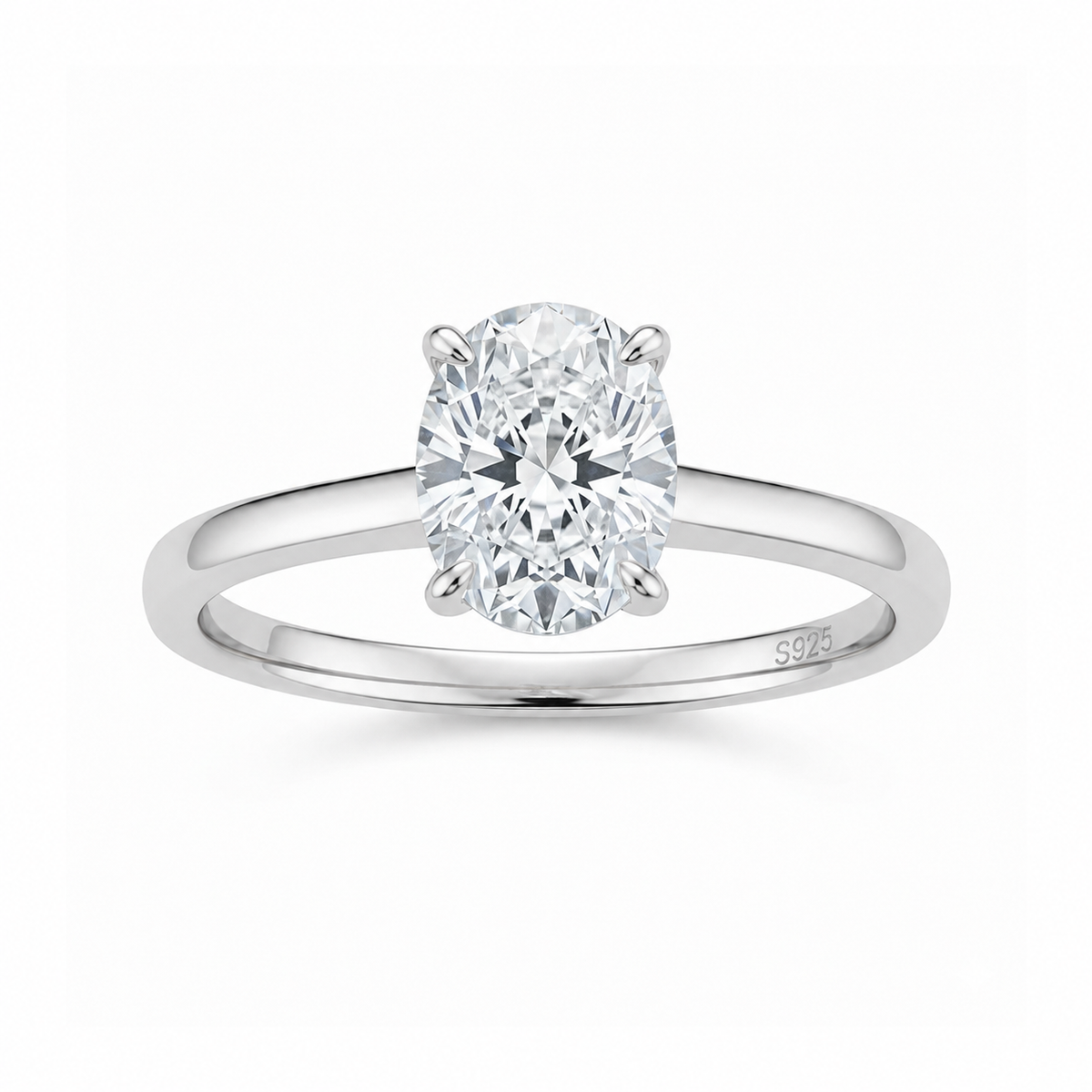 Bague Élégance Ovale en Moissanite Plaqué Or 18K