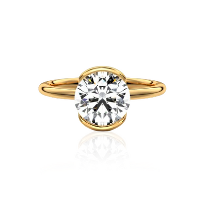 Classic Moissanite Bezel Set Gold Plated Ring