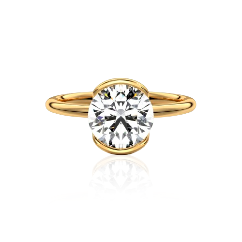 Classic Moissanite Bezel Set Gold Plated Ring