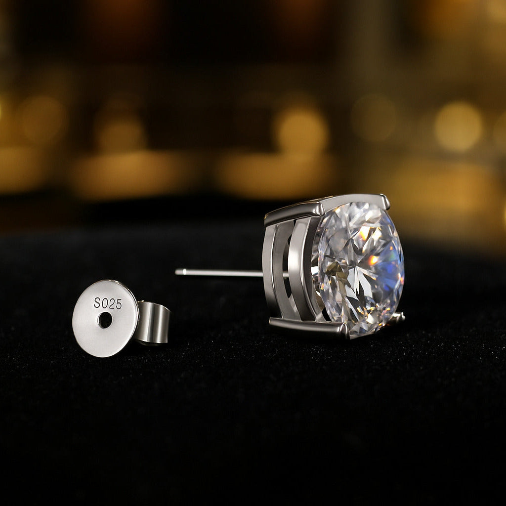 Luxe Solitaire Moissanite Gold Plated Earrings