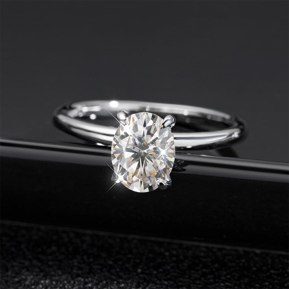 Delicate Oval Moissanite Solitaire Gold Plated Ring