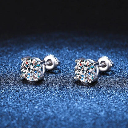 Pure Solitaire 4-Prong Moissanite Gold Plated Earrings