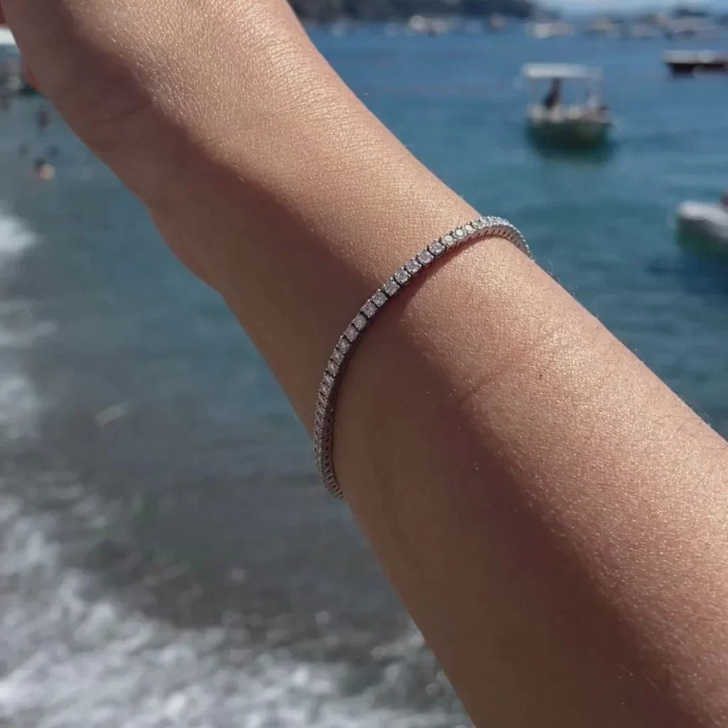 Bracelet Tennis en Moissanite 2mm Plaqué Rhodium