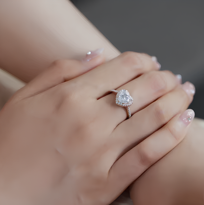 Sweet Heart Halo Moissanite Gold Plated Ring