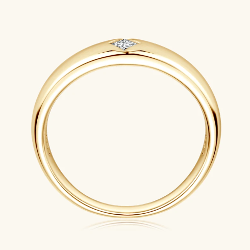 Bague Solitaire Plaqué Or Moissanite Taille Princesse 15 Points
