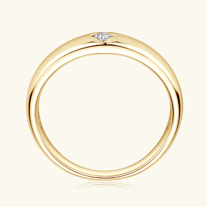 Princess Cut 15 Points Moissanite Solitaire Gold Plated Ring