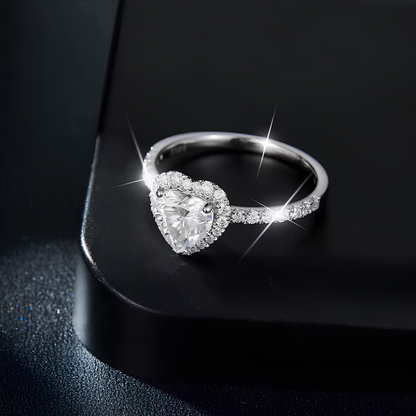 Sweet Heart Halo Moissanite Gold Plated Ring
