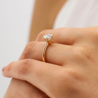 Classic Brilliant Moissanite Solitaire Gold Plated Ring