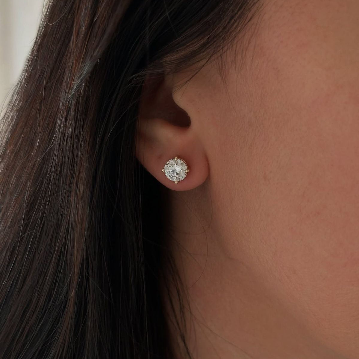 Luxe Solitaire Moissanite Gold Plated Earrings