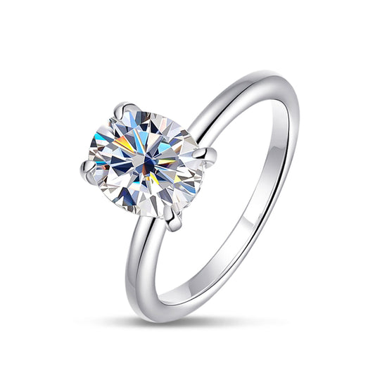 Delicate Oval Moissanite Solitaire Gold Plated Ring