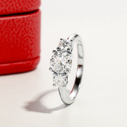 Triple Brilliance Three Stone Moissanite Gold Plated Ring