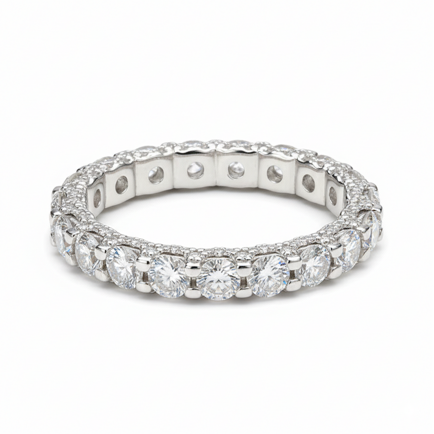 Bague Éternité Luxe Pavée de Moissanite Plaqué Or