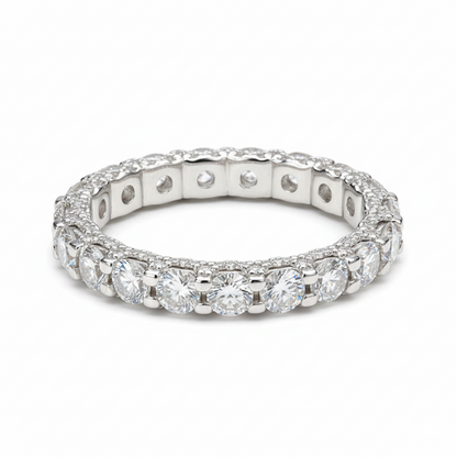 Bague Éternité Luxe Pavée de Moissanite Plaqué Or