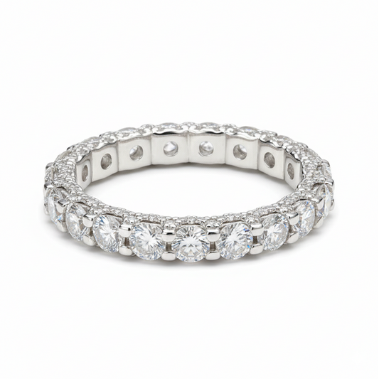 Luxe Pavé Detail Moissanite Gold Plated Eternity Ring