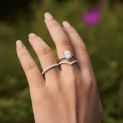 Delicate Oval Moissanite Solitaire Gold Plated Ring