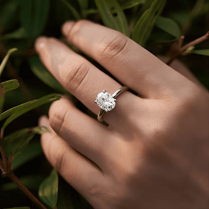 Delicate Oval Moissanite Solitaire Gold Plated Ring