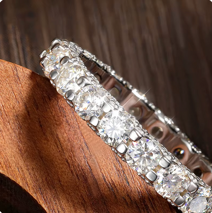 Luxe Pavé Detail Moissanite Gold Plated Eternity Ring
