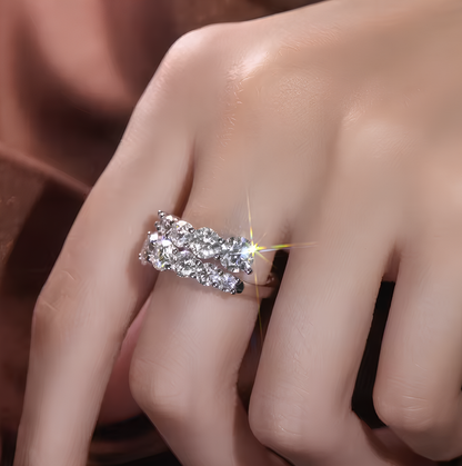 Flower Cluster Moissanite Gold Plated Ring