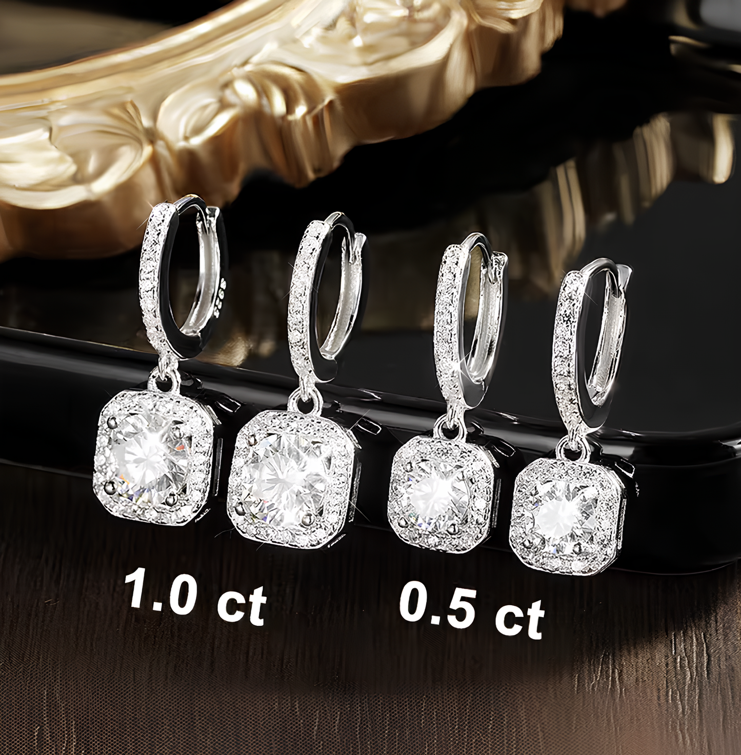 Brilliant Moissanite Gold Plated Earrings