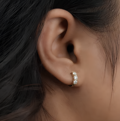 Triple Star Moissanite Gold Plated Earrings