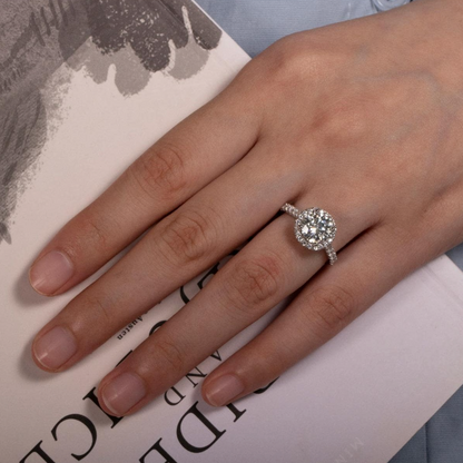 Crown Halo Brilliant Moissanite Gold Plated Ring