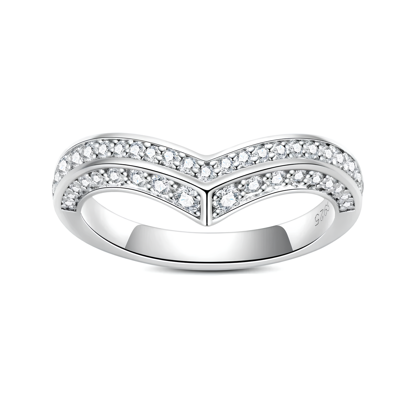 Venus V-Shape Pavé Moissanite Gold Plated Ring