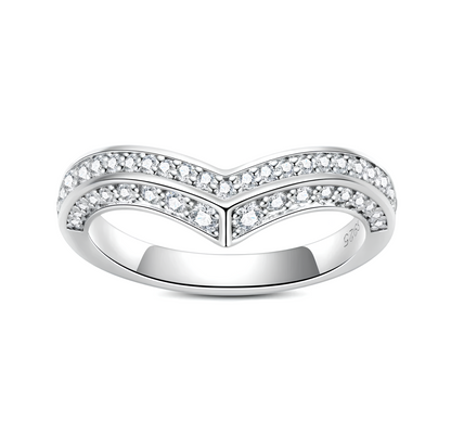 Venus V-Shape Pavé Moissanite Gold Plated Ring