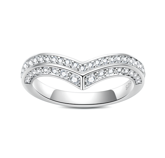 Venus V-Shape Pavé Moissanite Gold Plated Ring