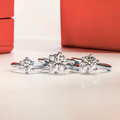 Classic Brilliant Moissanite Solitaire White Gold Plated Ring