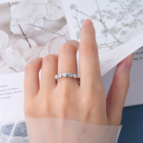 Five Stone Moissanite Gold Plated Half Eternity Ring