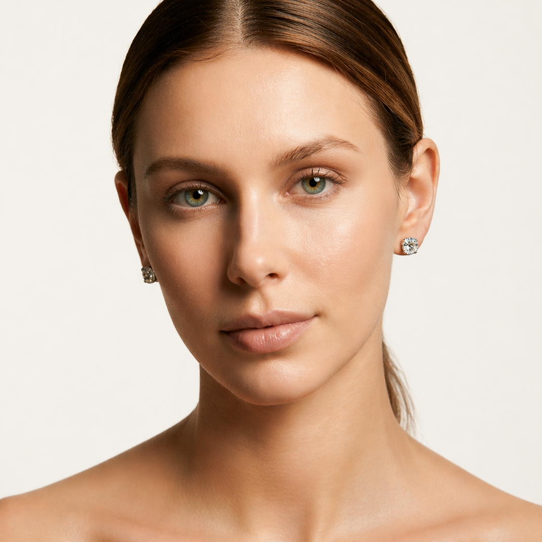 Boucles d'oreilles solitaires en moissanite plaqué or de luxe