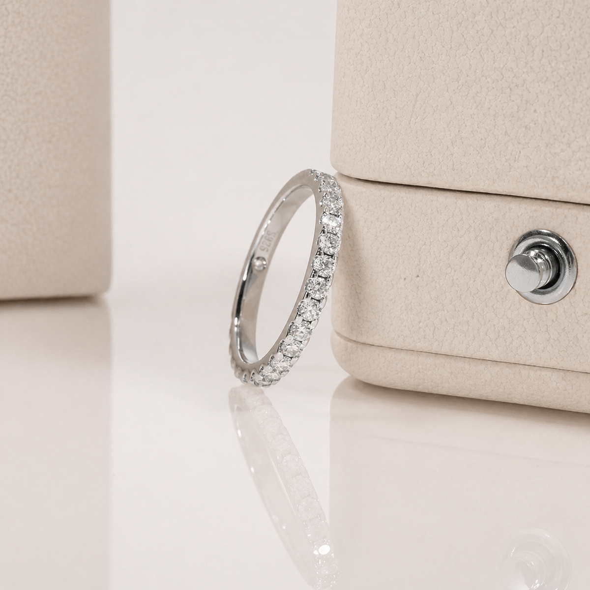 Radiant Half Eternity Moissanite Gold Plated Ring