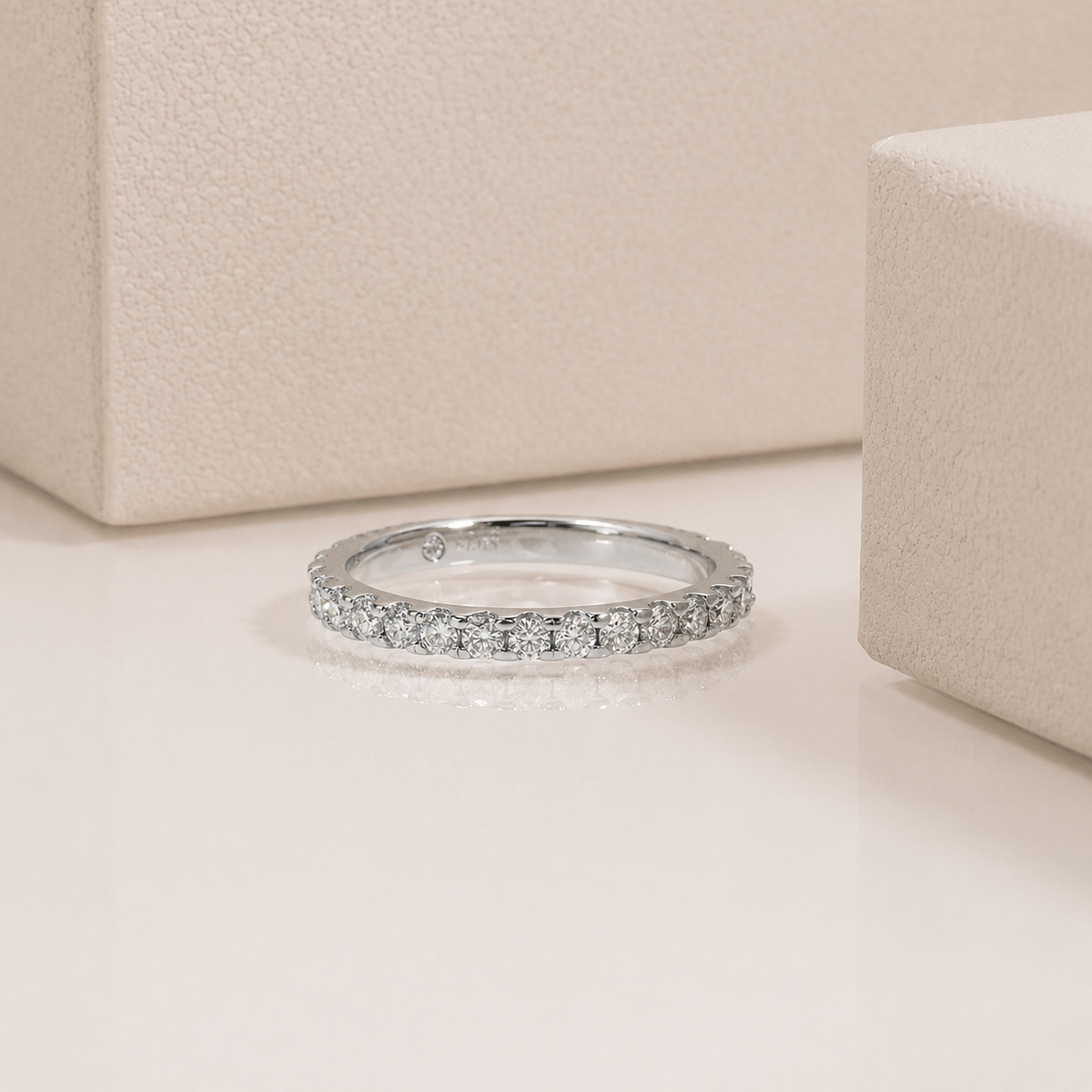 Radiant Half Eternity Moissanite Gold Plated Ring