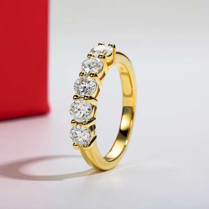 Quintessence 18k Gold Plated Moissanite Half Eternity Ring