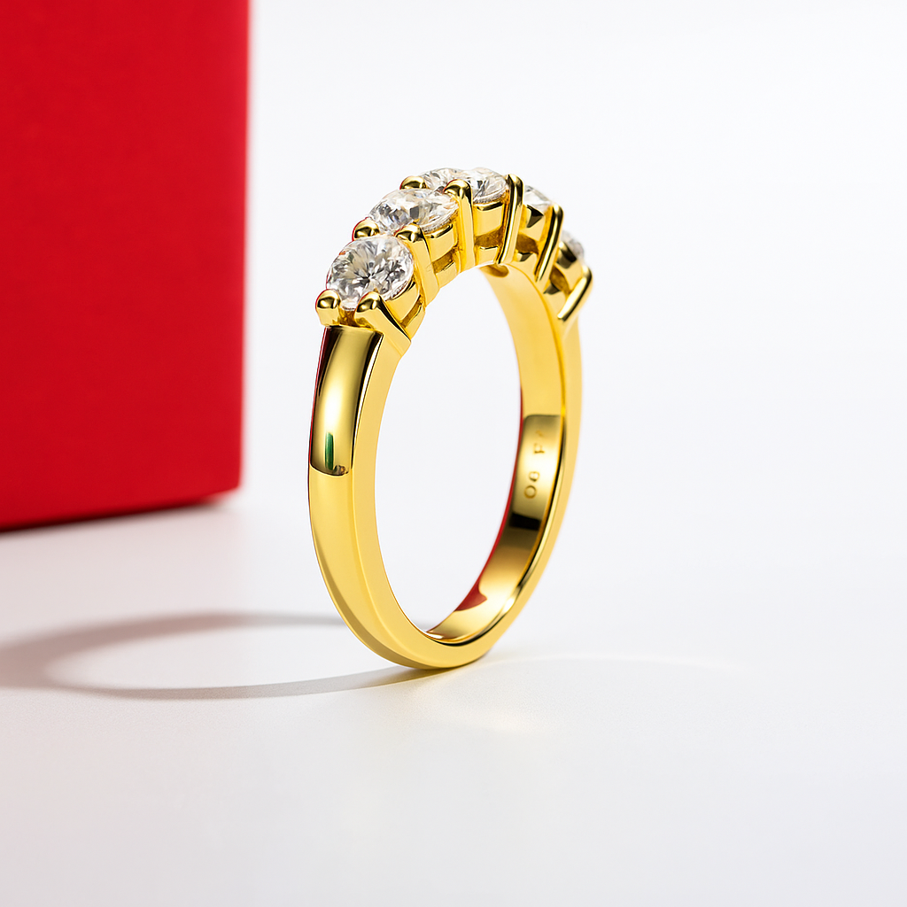 Quintessence 18k Gold Plated Moissanite Half Eternity Ring