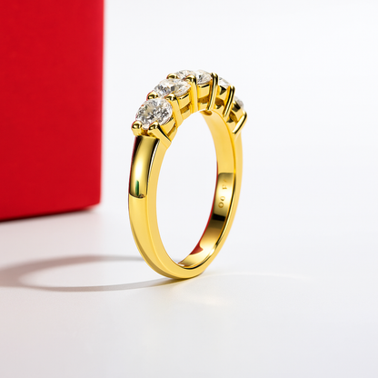 Quintessence 18k Gold Plated Moissanite Half Eternity Ring