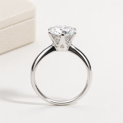Bague Solitaire classique en moissanite brillante plaquée or blanc