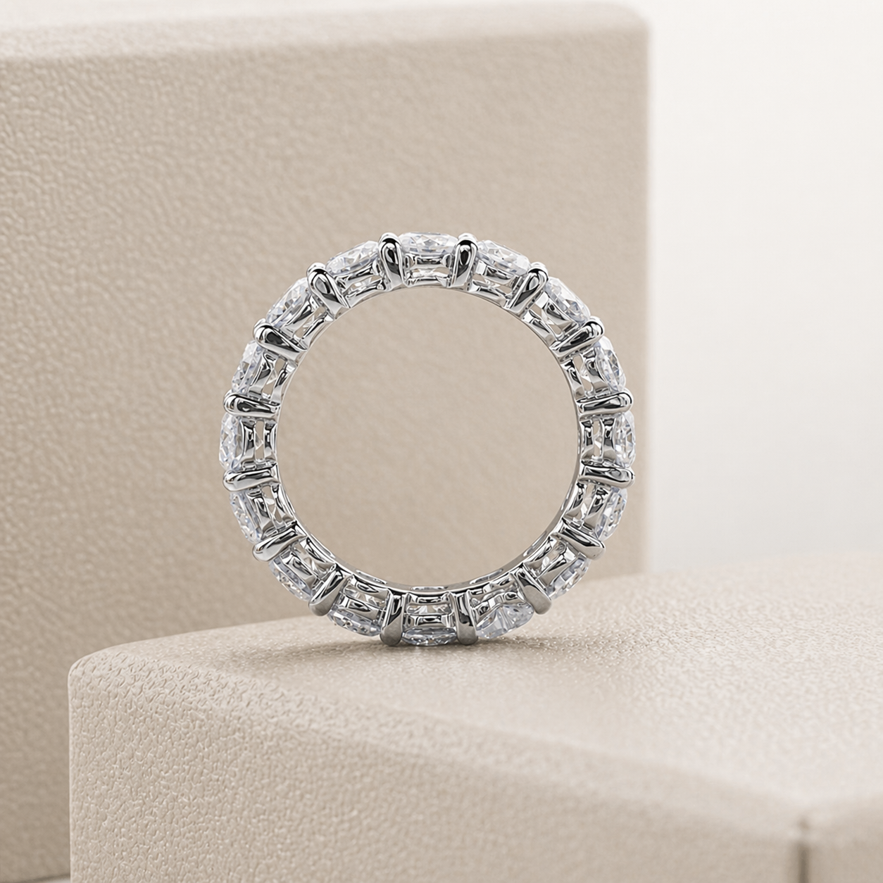 Lovely Heart Cut Moissanite Gold Plated Eternity Ring
