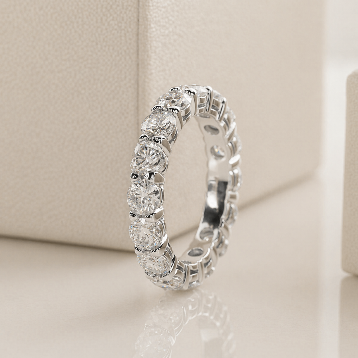 Lovely Heart Cut Moissanite Gold Plated Eternity Ring
