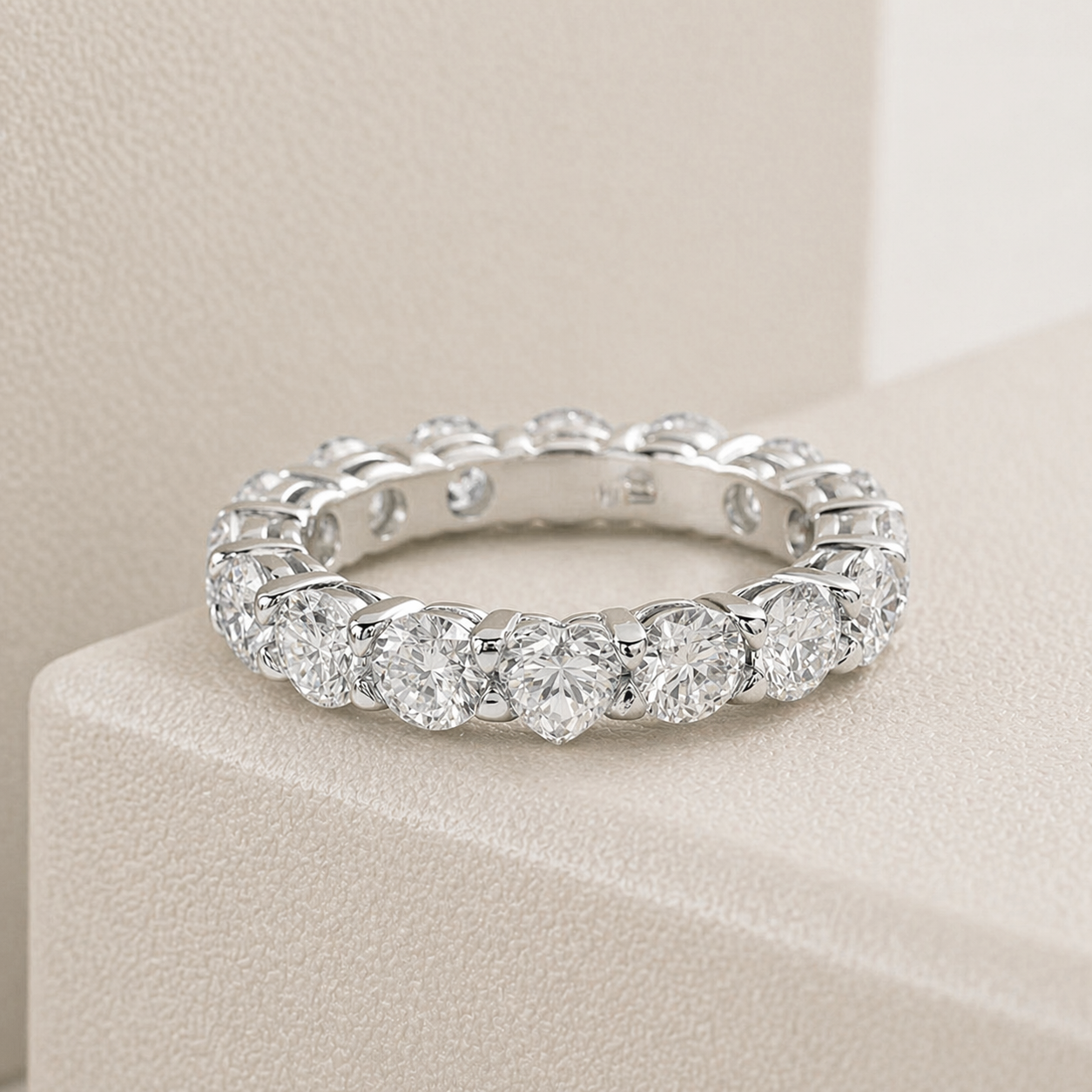 Lovely Heart Cut Moissanite Gold Plated Eternity Ring