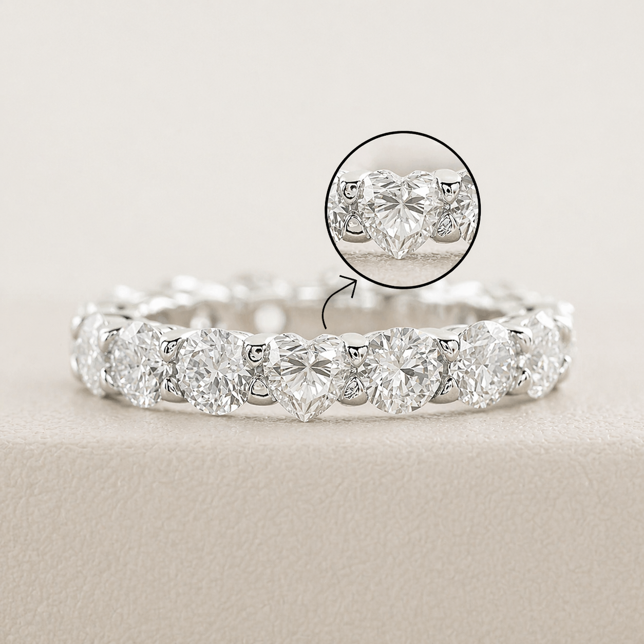 Lovely Heart Cut Moissanite Gold Plated Eternity Ring