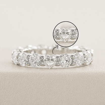 Lovely Heart Cut Moissanite Gold Plated Eternity Ring
