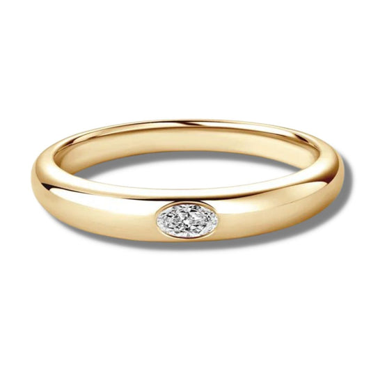 Aliança 10 Pontos Moissanite Prata Banhada à Ouro 14k - Loratta